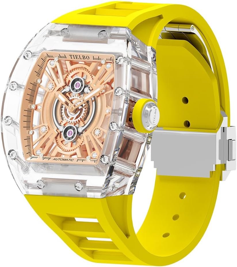 HEMUDU Mechanical Crystals Luxury Watches for Men Ladies Hollowing Dial Wristwatch Waterproof Man Brilliant Transparent Case