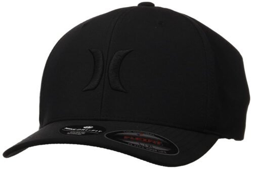 Hurley Men's Caps - H2O Dri Fit Cutback Curved Bill Baseball Hats for Men (S-XL), Size Large, Black/Black