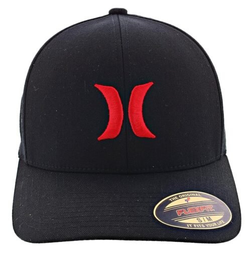 Hurley Men's One & Only Flexfit Hat, Black/Red Small/Medium