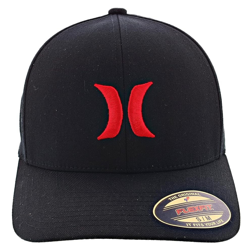 Hurley Men’s One & Only Flexfit Hat, Black/Red Small/Medium
