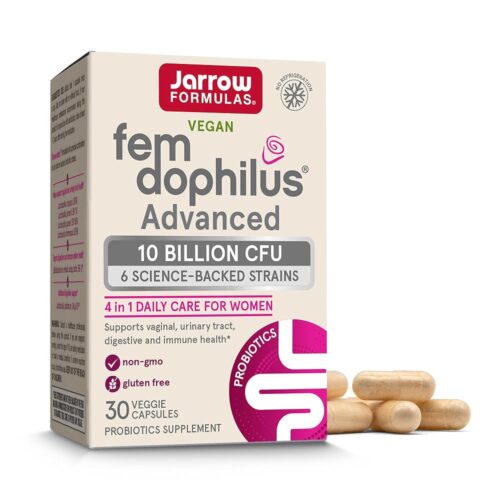 Jarrow Formulas Fem-Dophilus Advanced Probiotics 10 Billion CFU With 6 Science-Backed Strains, Dietary Supplement for Vaginal, Urinary Tract and Digestive Support, 30 Veggie...