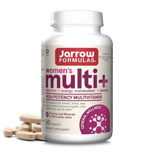 Jarrow Formulas Women's Multi+ Lustriva Hair Growth for Women, Vitamin A, D, Zinc & Lutein, 60 Tablets, 30 Day Supply