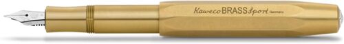 Kaweco BRASS SPORT Fountain Pen I Exclusive Brass Fountain Pen for Ink Cartridges Including Retro Metal Box I Fountain Pen 13 cm I Nib: F (Fine)