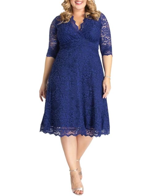 Kiyonna Women's Plus Size Special Occasion Mademoiselle Lace Cocktail Dress