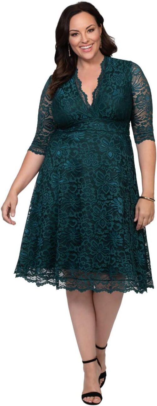 Kiyonna Women's Plus Size Special Occasion Mademoiselle Lace Cocktail Dress