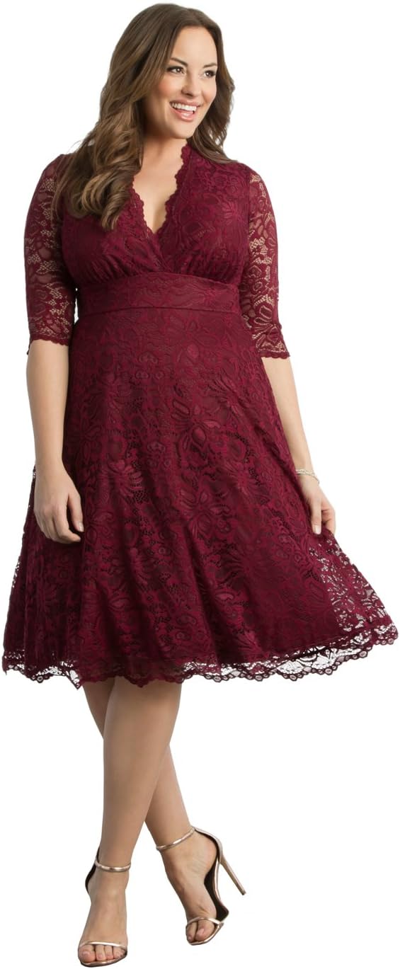 Kiyonna Women’s Plus Size Special Occasion Mademoiselle Lace Cocktail Dress