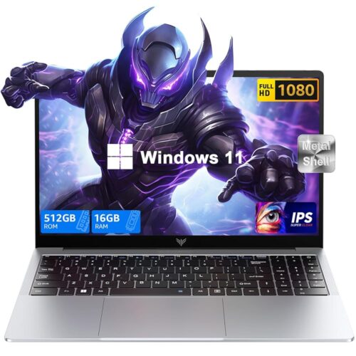 Laptop, 2024 Gaming Laptop Computer with Intel N150 Processor(Up to 3.6GHz), 16GB DDR4 512GB SSD, Windows 11 Laptop, 15.6" IPS 1080P, Metal Shell, USB3.2, Long Battery Life