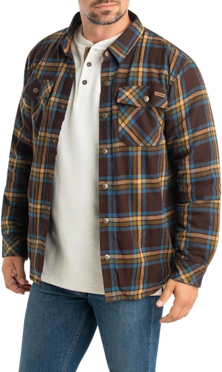 Legendary Whitetails Archer Flannel Thermal Lined Shirt Jacket for Men, Quilted Insulated Plaid Work Outerwear Coat