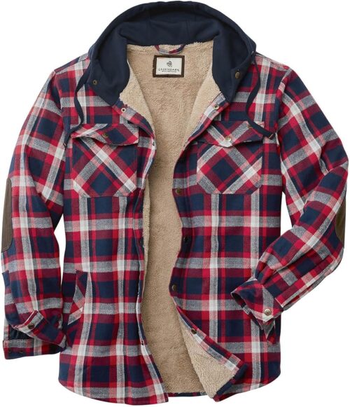 Legendary Whitetails Men's Camp Night Berber Lined Hooded Flannel Shirt Jacket