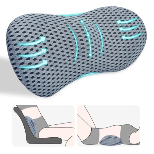 Lumbar Support Pillow, Back Pillow for Low Back Pain Relief, Ergonomic Streamline Car Seat, Office Chair, Recliner and Bed (Gray)