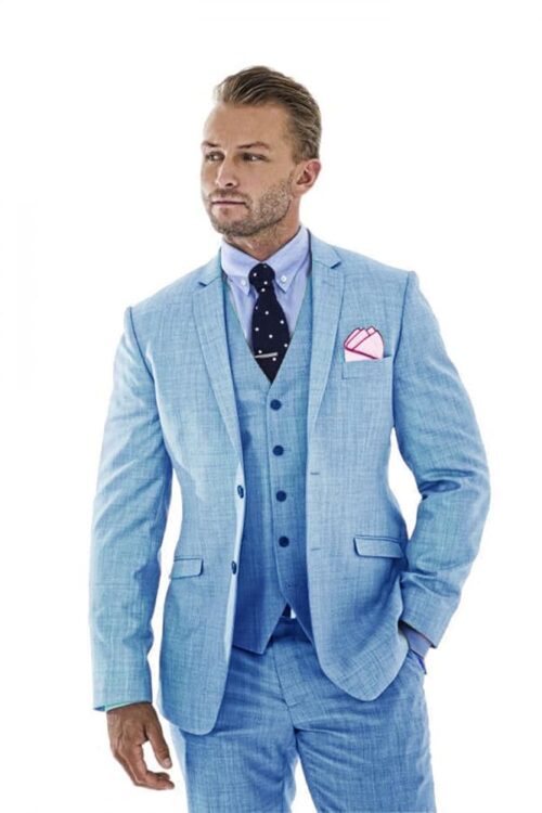 Men's 3 Pieces Linen Suit Slim Fit Summer Wedding Tuxedo Retro Grooms Prom Party Blazer Vest Pants