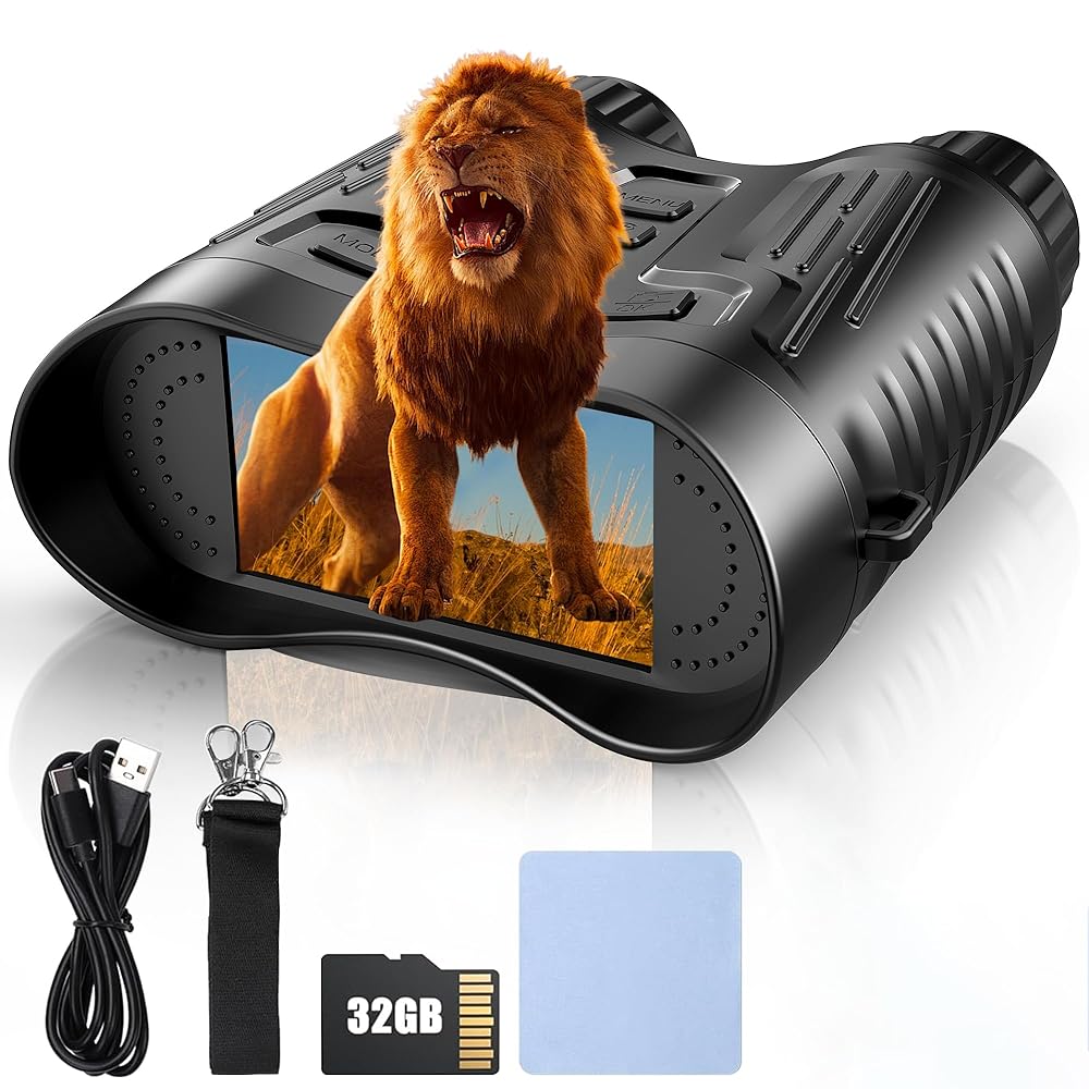 Mildhug Night Vision Goggles – 1315FT 4K Night Vision Binoculars for Adults, 8X Digital Zoom, 4000mAH Rechargeable Battery 3.2” Screen with 32GB TF Card