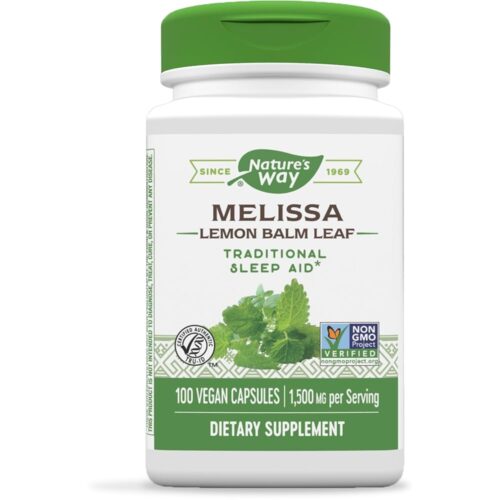 Nature's Way Premium Herbal Melissa Lemon Balm Leaf, Traditional Sleep Aid*, 1,500 mg per serving, 100 Vegan Capsules