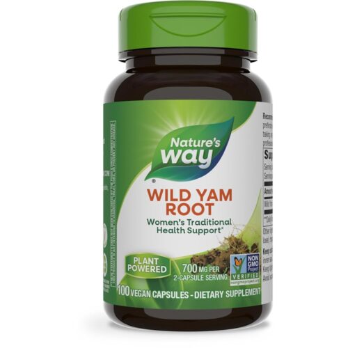Nature's Way Wild Yam Root, Women's Traditional Health Support*, 700 mg per 2-Capsule Serving, Non-GMO Project Verified, 100 Vegan Capsules (Packaging May Vary)