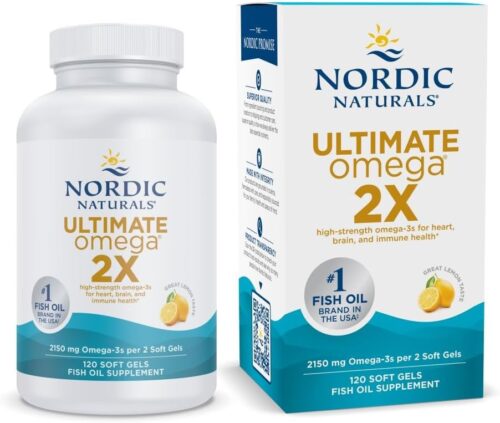 Nordic Naturals Ultimate Omega 2X, Lemon Flavor - 120 Soft Gels - 2150 mg Omega-3 - High-Potency Omega-3 Fish Oil with EPA & DHA - Promotes Brain & Heart Health - Non-GMO - 60...
