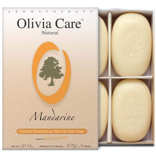 Olivia Care Bath & Body Bar Mandarin Soap 4 Pack Gift Box Organic, Vegan & Natural Contains Olive Oil Repairs, Hydrates, Moisturizes & Deep Cleans Good for Sensitive Dry Skin...