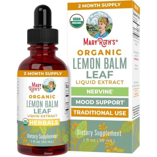 Organic Lemon Balm Leaf Liquid Extract by MaryRuth's | Mood Support | Relaxation | Calming | Nervine Herbal | Lemon Balm Tincture | USDA Organic | Vegan | Non-GMO | Gluten Free...