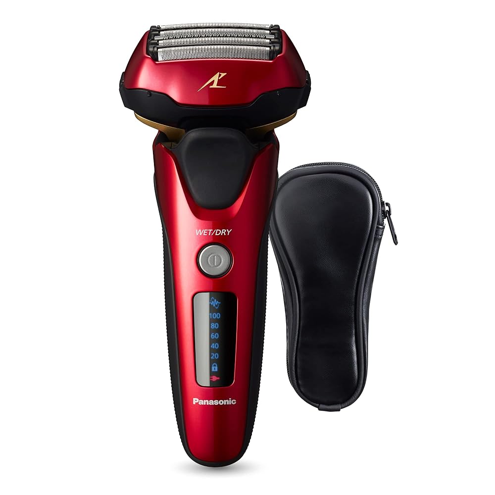 Panasonic ARC5 Electric Razor for Men with Pop-up Trimmer, Wet Dry 5-Blade Electric Shaver with Intelligent Shave Sensor and 16D Flexible Pivoting Head – ES-ALV6HR (Red)