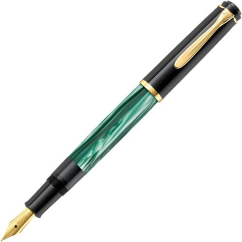 Pelikan Souverän M200 Fountain Pen, Medium Nib, Green Marble, 1 Each (994103)