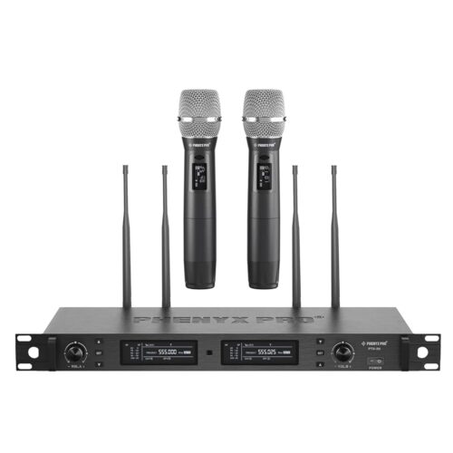 Phenyx Pro Wireless Microphone System, True Diversity Dual Cordless Mic Set, Professional UHF Handheld Wireless Microphones w/Auto Scan, 2x1000 Channels, 328ft for Stage &...