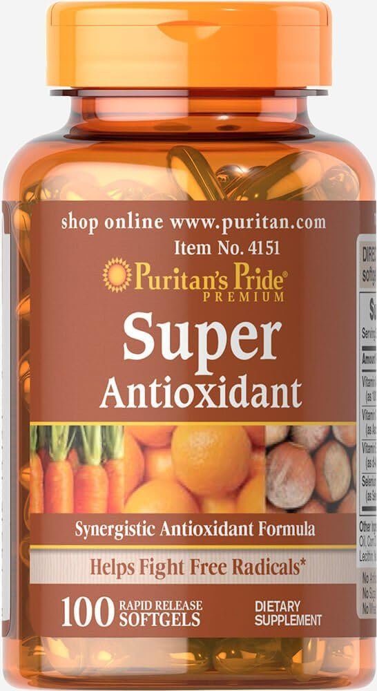 Puritan’s Pride Premium Super Synergistic Antioxidant Formula, Dietary Supplement to Help Fight Premature Aging*, Vitamins A, C, E, and Selenium Mineral, 3 Month Supply, 100…