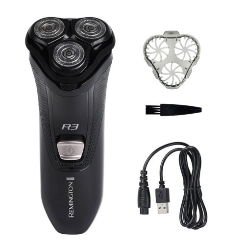 Remington R3 Style Series Rotary Shaver for Men, Flexing Technology and Sensitive Skin Comfort, Rechargeable Wet or Dry Electric Shaver with Pop Up Trimmer and Stubble Attachment