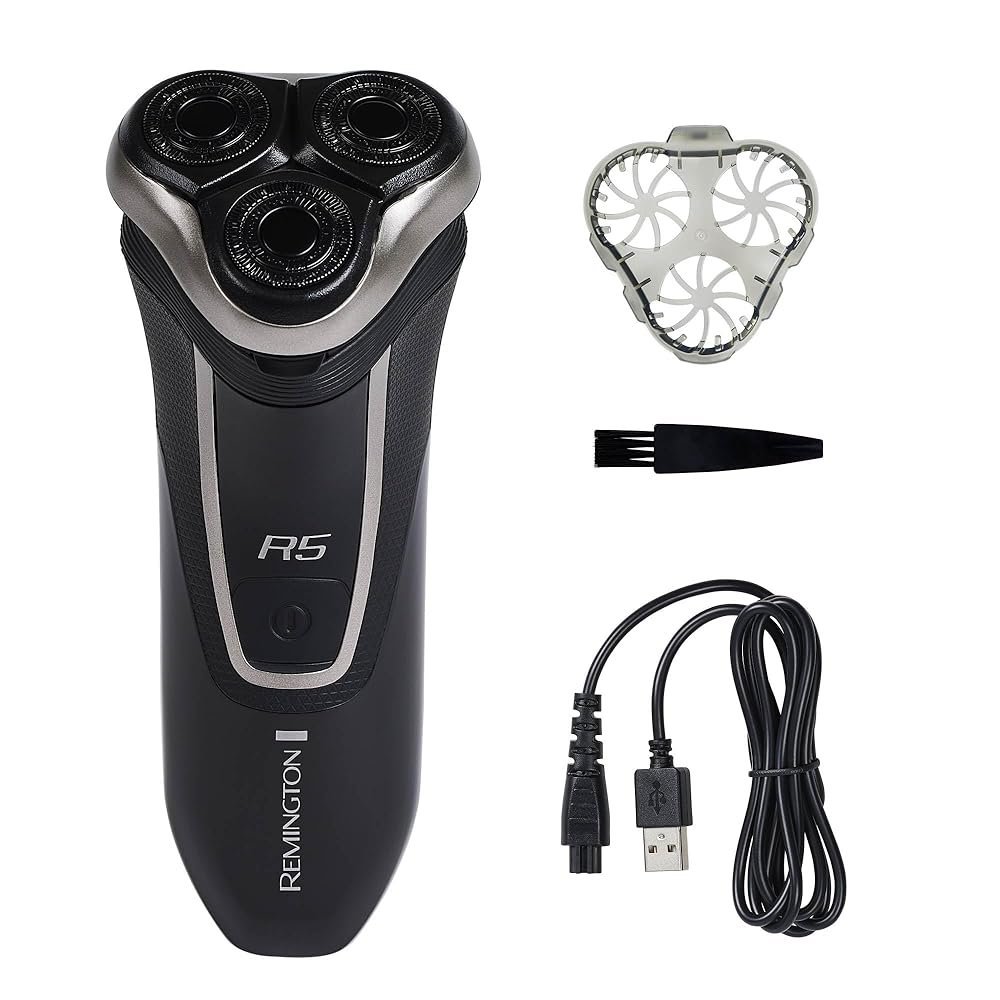 Remington R5 Style Series Rotary Shaver for Men, Titanium Flexing Blades, Sensitive Skin Comfort, Waterproof Rechargeable Wet or Dry Electric Shaver with Pop Up Trimmer and…
