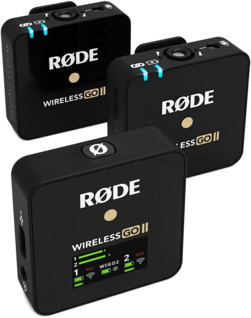RØDE Wireless Go II Dual Channel Wireless System with Built-in Microphones with Analogue and Digital USB Outputs, Compatible with Cameras, Windows and MacOS computers, iOS and...