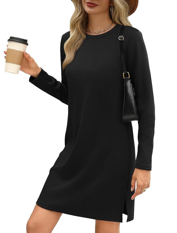 SAMPEEL Dresses for Women 2024 Casual Long Sleeve Dress Trendy Fall Fashion Cozy Travel Airport Outfits