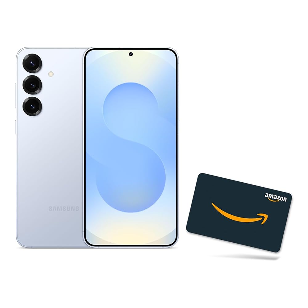SAMSUNG Galaxy S25+ Cell Phone + $100 Amazon Gift Card, 256GB AI Smartphone, Unlocked Android, 50MP AI Camera, Fast Processor, ProScaler Display, Long Battery Life, 2025, Icyblue