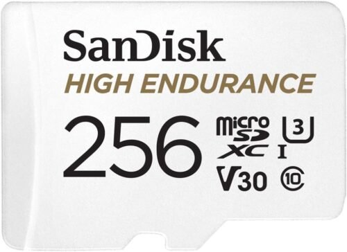 SanDisk 256GB High Endurance Video microSDXC Card with Adapter for Dash Cam and Home Monitoring systems - C10, U3, V30, 4K UHD, Micro SD Card - SDSQQNR-256G-GN6IA