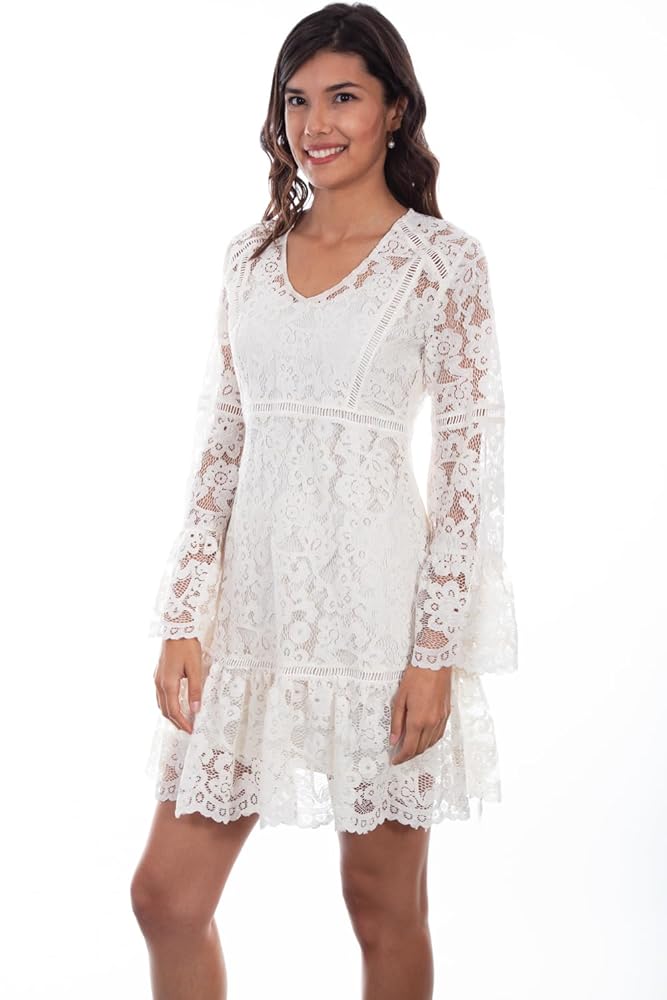 Scully Ivory Long Sleeve Womens Lace Dress HC557