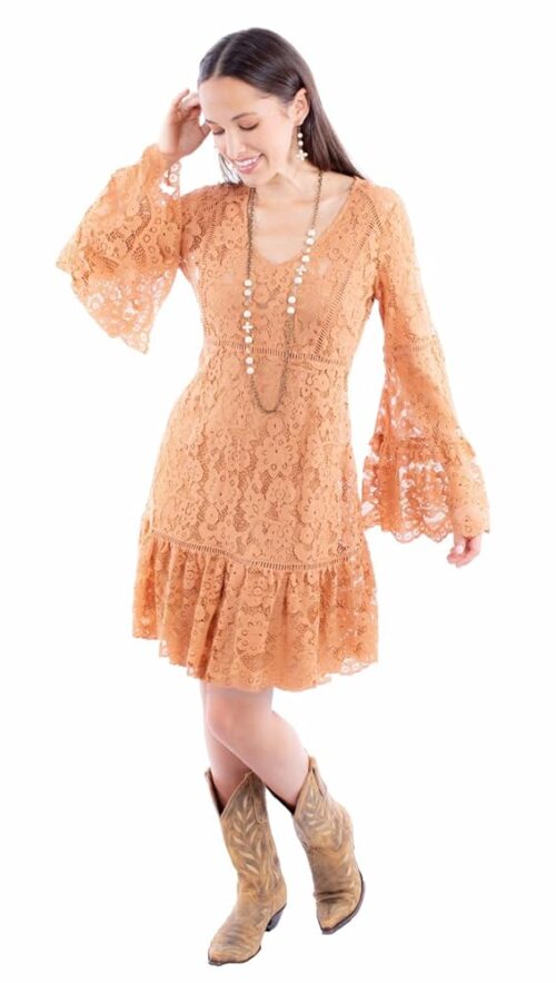 Scully Ivory Long Sleeve Womens Lace Dress HC557