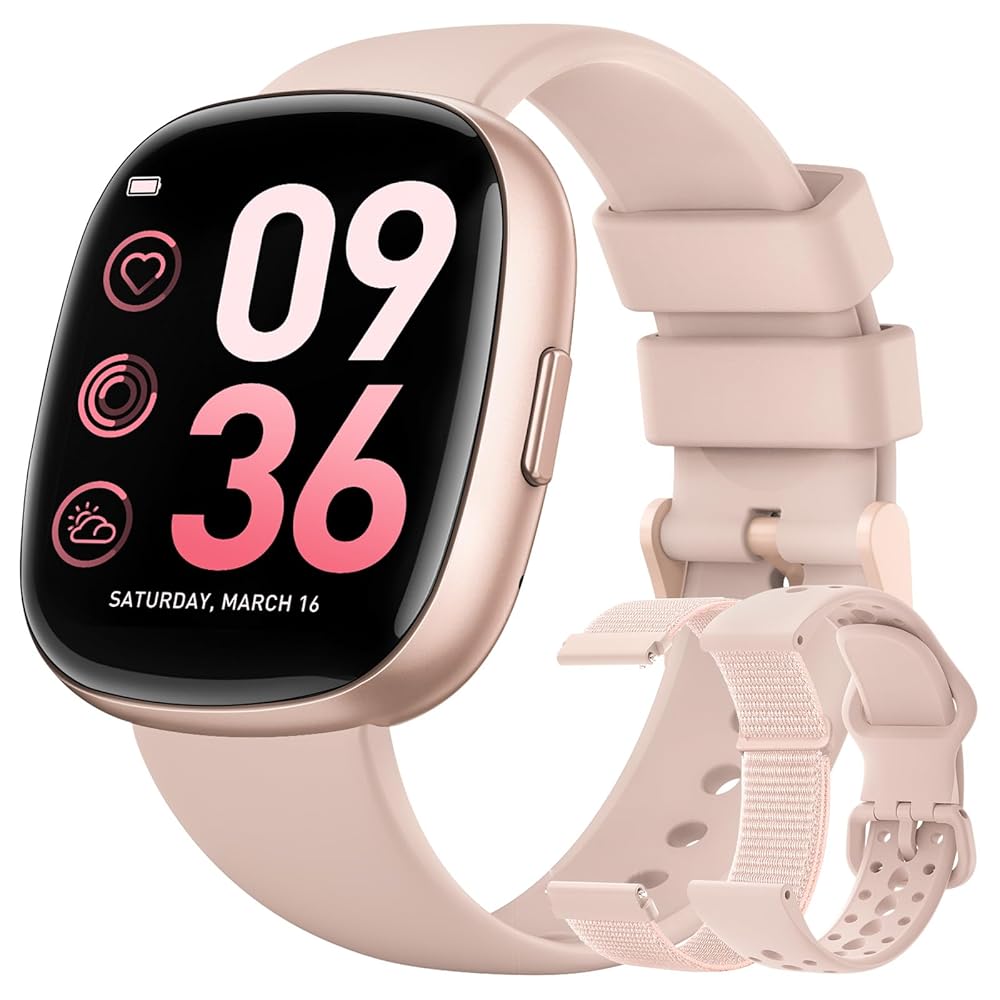 Smart Watches for Women Men with Call: Fitness Trackers with 24-Hour Heart Rate SpO2 Sleep Monitor 5ATM Waterproof 120+ Sport Mode Watches for Women gift Compatible with iPhone…