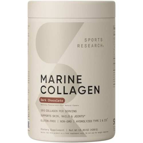 Sports Research Marine Collagen Peptides - Beauty Collagen Supplement for Women & Men - Post Workout Recovery Protein Powder with Vital Amino Acids for Hair, Skin, & Joint...