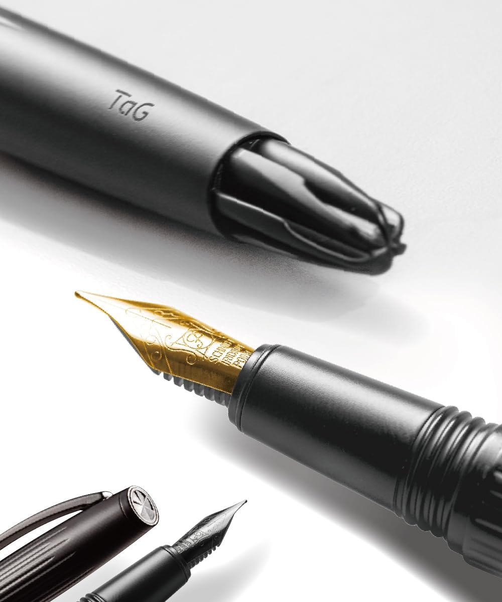 TAG Submarine Brass Fountain Pen – Turbo-Filling System, Gold-Plated Nib (Fine), Luxury Metal Pen, Unique & Fancy- Premium Gift for Men & Women, Nice Pen for Journaling