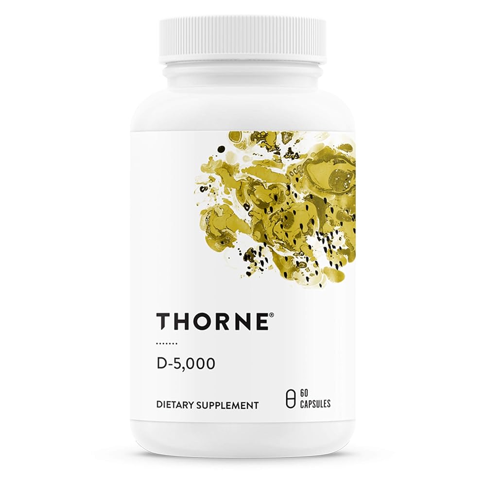 THORNE Vitamin D-5000 – Vitamin D3 Supplement – Support Healthy Bones, Teeth, Muscles, Cardiovascular, and Immune Function – NSF Certified for Sport – Dairy-Free, Soy-Free – 60…
