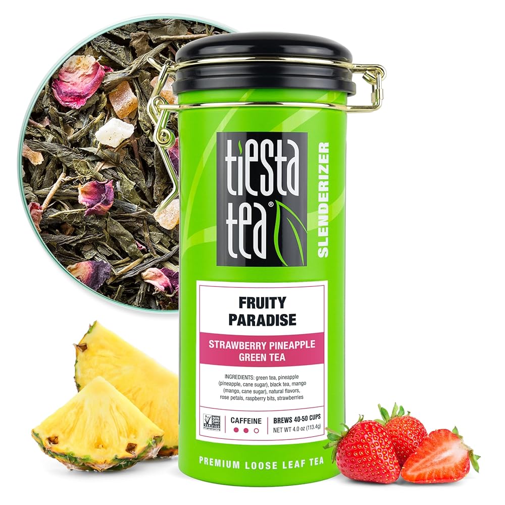 Tiesta Tea – Fruity Paradise, Strawberry Pineapple Green Tea, Premium Loose Leaf Tea Blend, Medium Caffeinated Green Tea, Make Hot or Iced Tea & Brews Up to 50 Cups – 4oz…