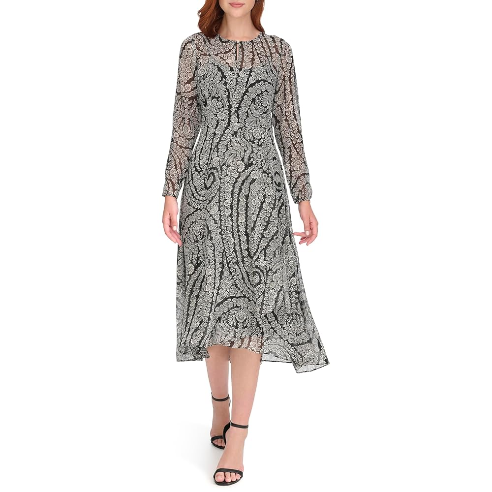 TOMMY HILFIGER Women’s Button Neck Midi Dress