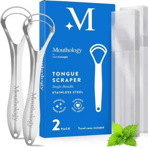 Tongue Scraper For Adults (2 Pack), Reduce Bad Breath, Metal Tongue Scraper, Tongue Cleaner, Tongue Scraper, Stainless Steel Tongue Scraper, Tongue Cleaner for Adults, Tongue...