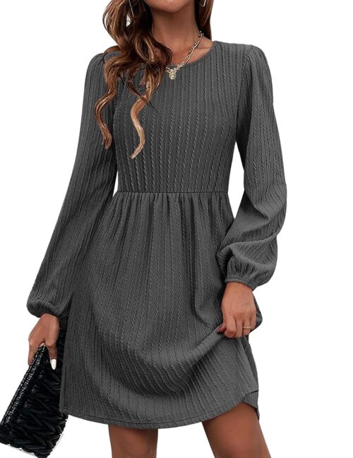 Zeagoo Women's Casual Knit Sweater Dress with Pockets Crew Neck Long Sleeve A-Line Dresses for Women 2024 Fall Dresses
