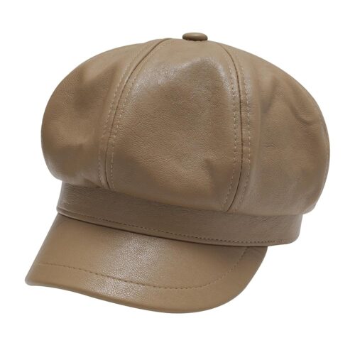 ZLYC Womens PU Leather Newsboy Caps Gatsby Cabbie Hat for Girls