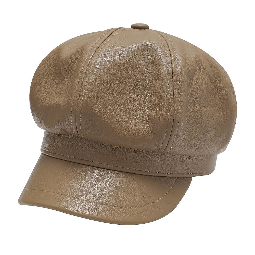ZLYC Womens PU Leather Newsboy Caps Gatsby Cabbie Hat for Girls