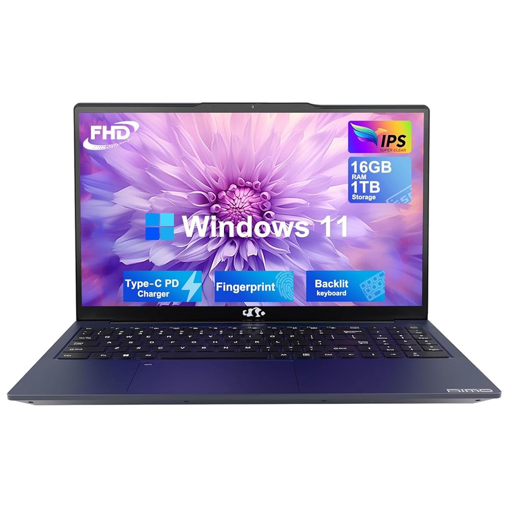 15.6 FHD IPS Student Laptop Computer, 16GB RAM 1TB SSD, 4-Cores Pentium N100 (Beat i3-1115G4, Up to 3.4GHz), Backlit Keyboard, Fingerprint,2 Years Warranty, WiFi 6, Win 11 H