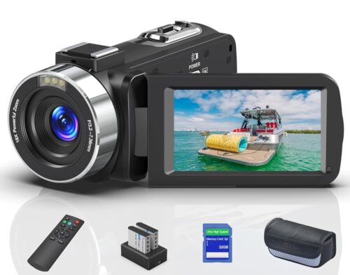 8K 64MP Video Camera 18X Digital Camcorder Video Camera for YouTube 3.0 inch Flip Screen Camcorder Vlogging Camera with 32GB SD Card, 2.4G Remote Control, Two Batteries and...