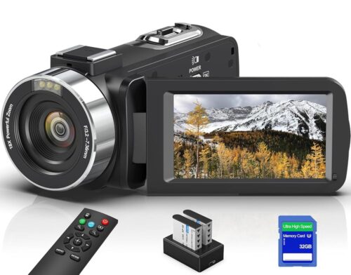 8K 64MP Video Camera Camcorder with IR Night Vision Vlogging Camera, 18X Zoom WiFi Digital Touch Screen Camcorder for YouTube with 32G SD Card, 2.4G Remote Control, Microphone,...