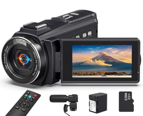 8K Video Camera 64MP Camcorder, 18X Digital Zoom with IR Night Version Vlogging Camera for Youtube, 3.0" IPS Touch Screen with one 4500mAh Battery, 32GB TF Card, Remote Control,...