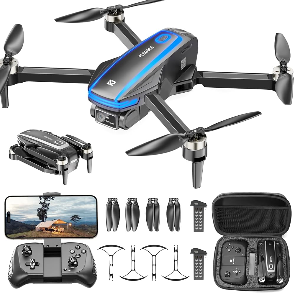 Drones with Camera for Adults 4K Brushless Motor Drone for Kids Beginners, FPV Foldable RC Quadcopter with Propeller Guards, 2 Batteries, 1500mAh, 130° Lens, WiFi, Voice…