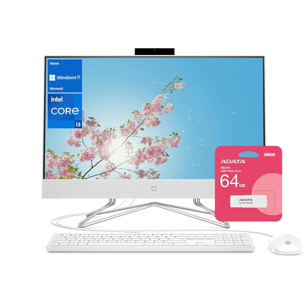 HP 24 Daily All-in-One, 23.8″ FHD 1920 * 1080, Intel Core i3-1115G4, 32GB RAM, 1TB SSD, Wi-Fi, Wired KB & Mouse, SD Card Reader, Webcam, W11 Home, White Bundle with Adata 64GB…