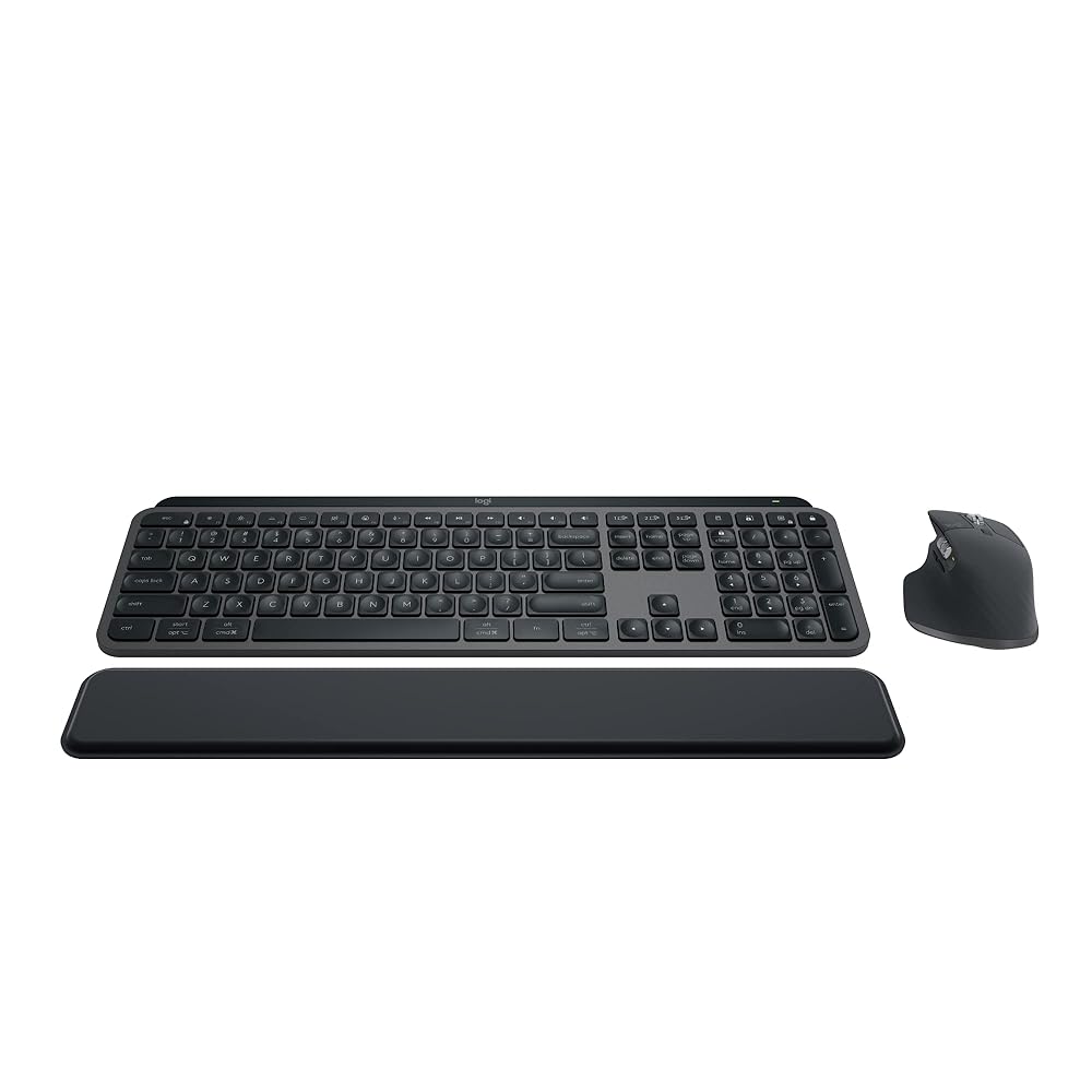 Logitech MX Keys S Combo – Performance Wireless Keyboard and Mouse with Palm Rest, Customizable Illumination, Fast Scrolling, Bluetooth, USB C, for Windows, Linux, Chrome, Mac